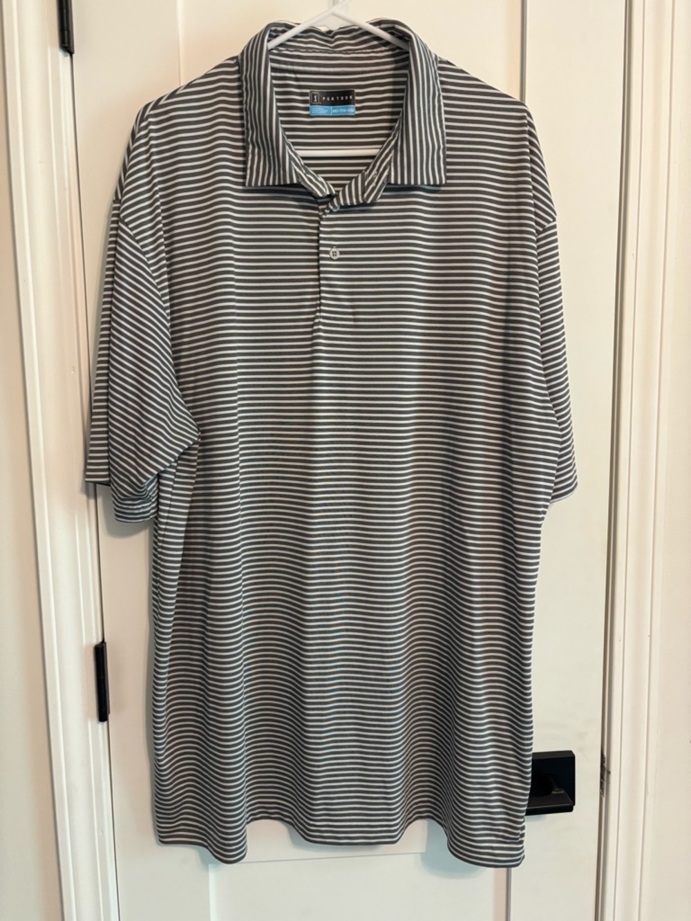 PGA Tour Gray and White Striped Polo